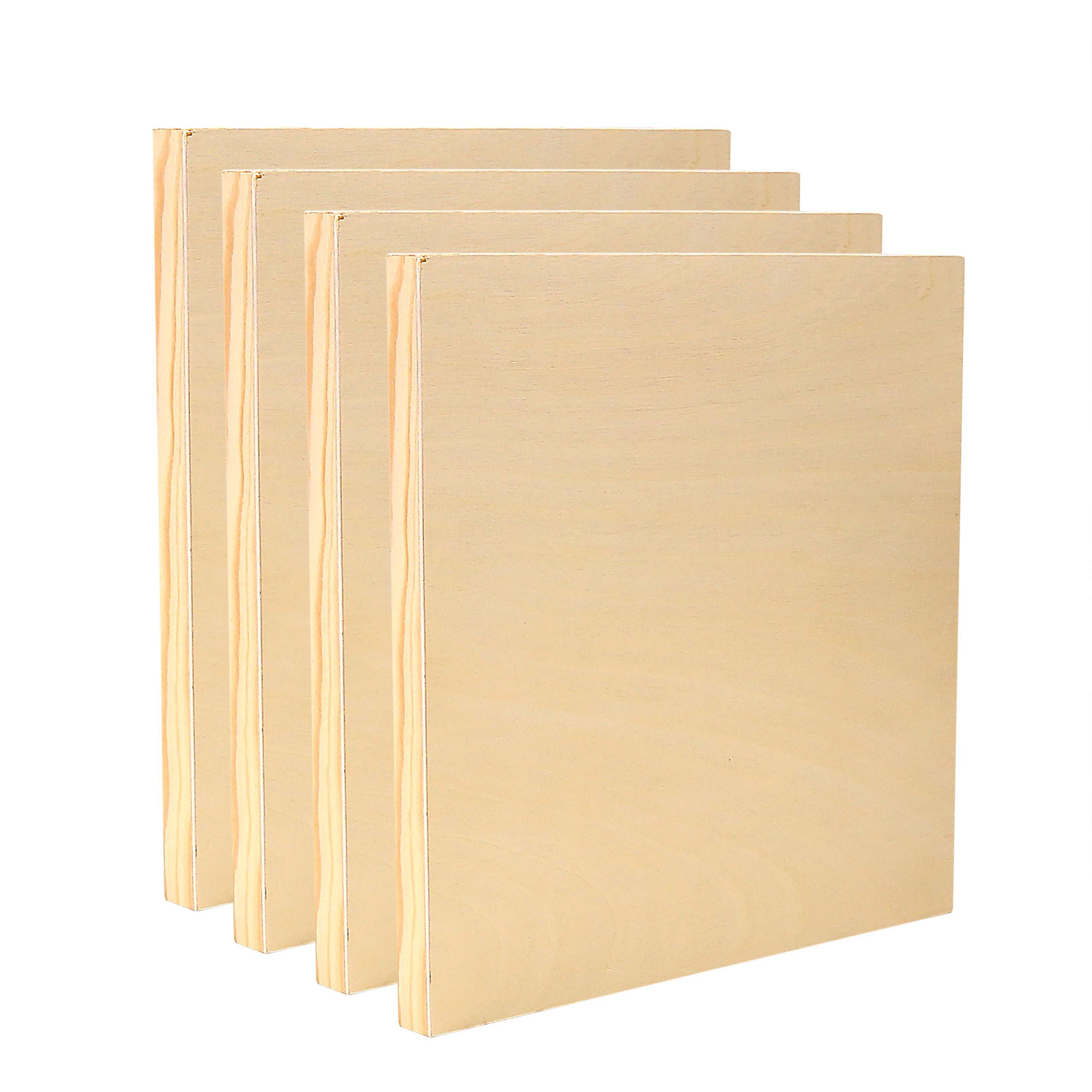 EXERZ Wooden Paint Boards 25.4x25.4cm – 4 Pack Square Wooden Panels for Acrylic, Oil & Mixed Media Painting – Large Smooth Panels Craft Boards for Artists, Kids & DIY Projects