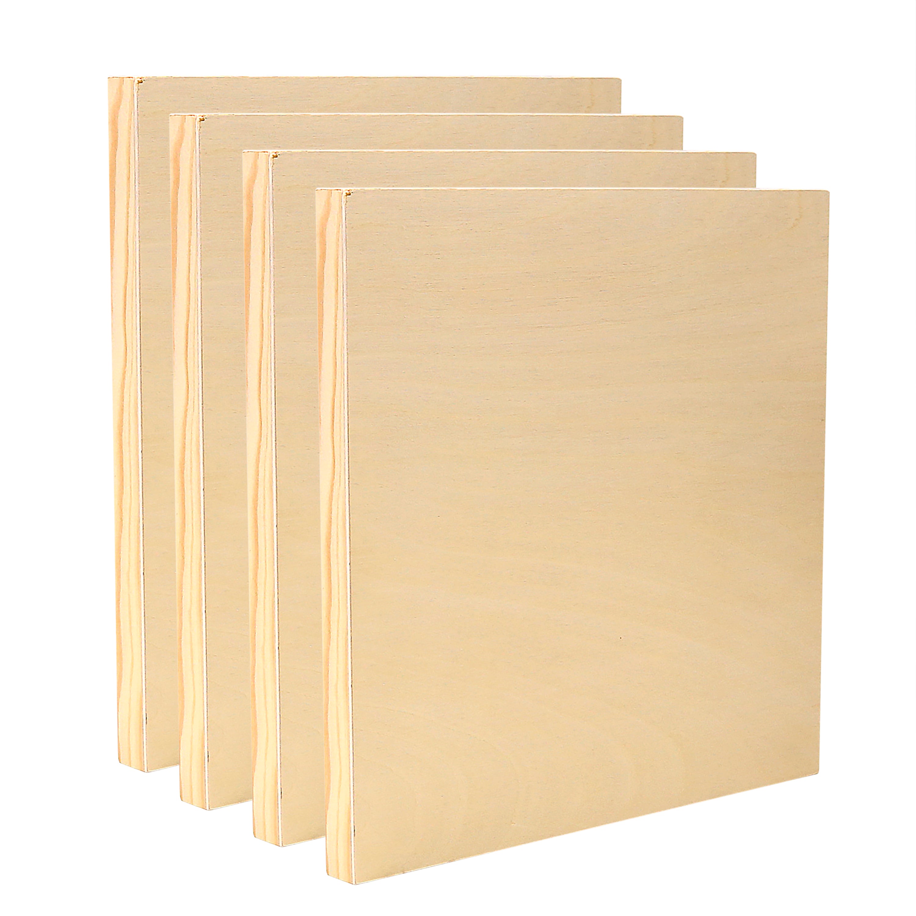EXERZ Wooden Paint Boards 30.5x30.5cm – 4 Pack Square Wooden Panels for Acrylic, Oil & Mixed Media Painting – Large Smooth Panels Craft Boards for Artists, Kids & DIY Projects