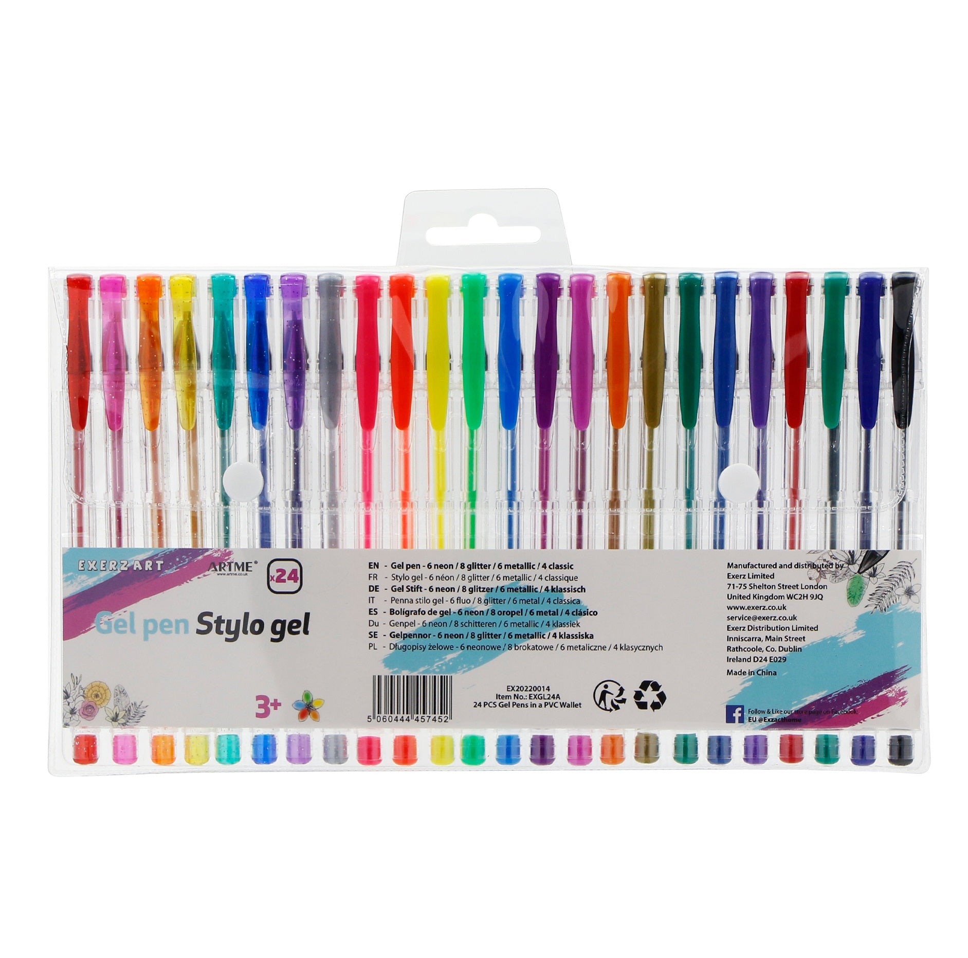 Exerz 24pcs gel pens in a wallet