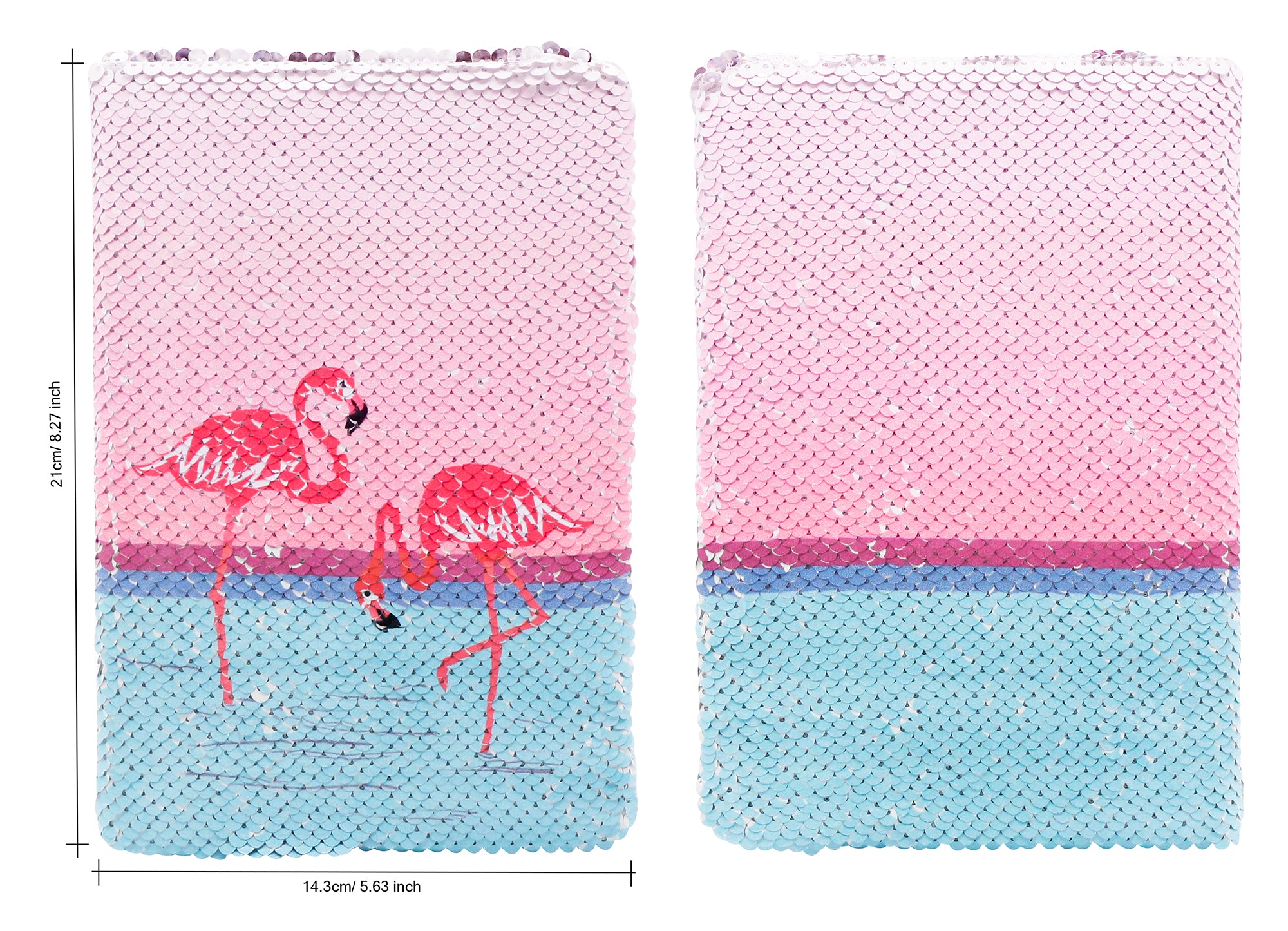 Exerz Reversible Sequin Notebook A5 Size - Flamingo