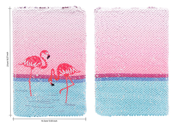 Exerz Reversible Sequin Notebook A5 Size - Flamingo