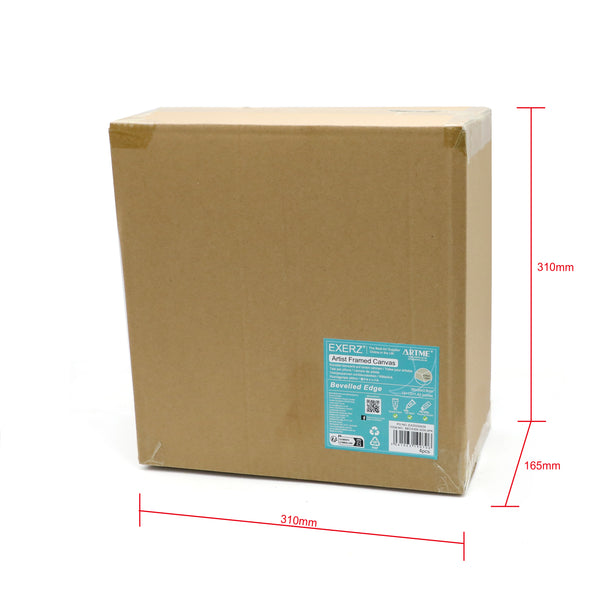 EXERZ 30x30cm Bevelled Edge Pre-Stretched Canvas 4pk - 100% Cotton, Wooden Frame