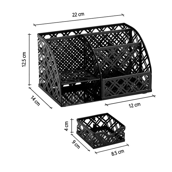 EXERZ Desk Organiser with 7 Compartments -Mesh Desk Tidy Caddy - Black