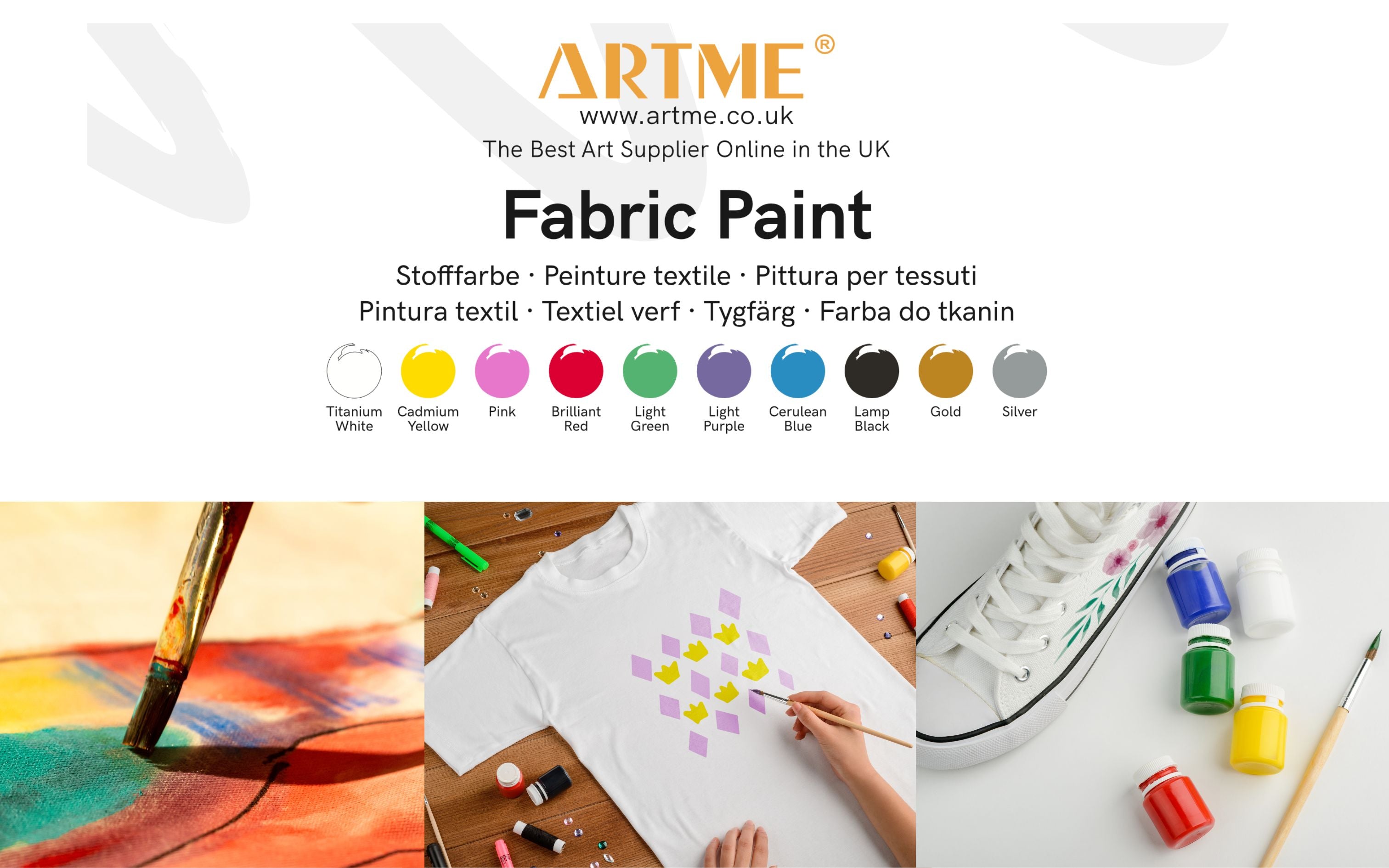 Artme Fabric Paint Set 10 Colours 20ml x 10
