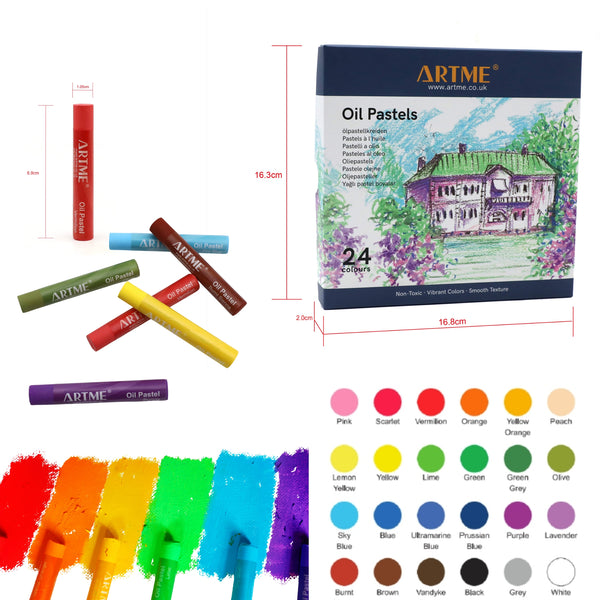 Artme Oil Pastel Paint Sticks 24 Assorted Vibrant Colours