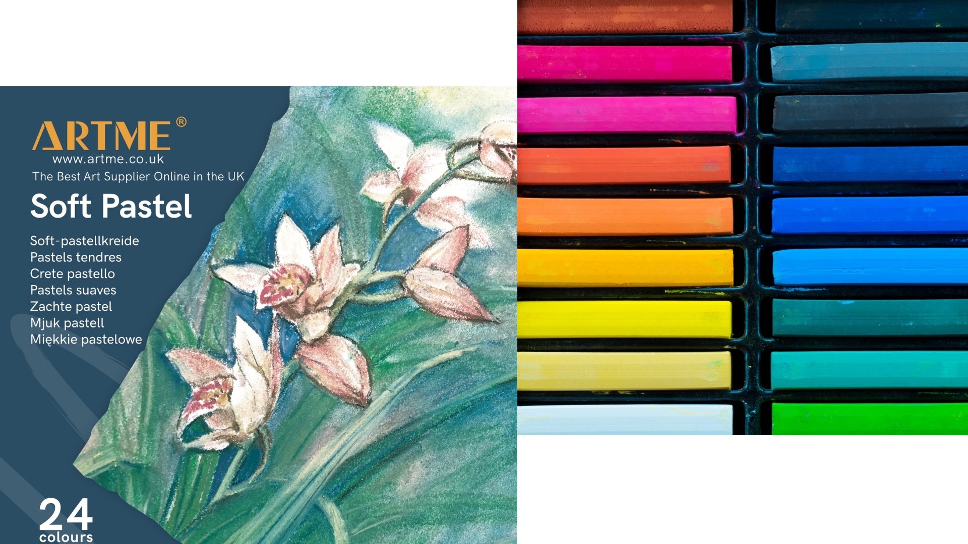 Artme Soft Pastel Paint Sticks Set 24 Assorted Vibrant Colours