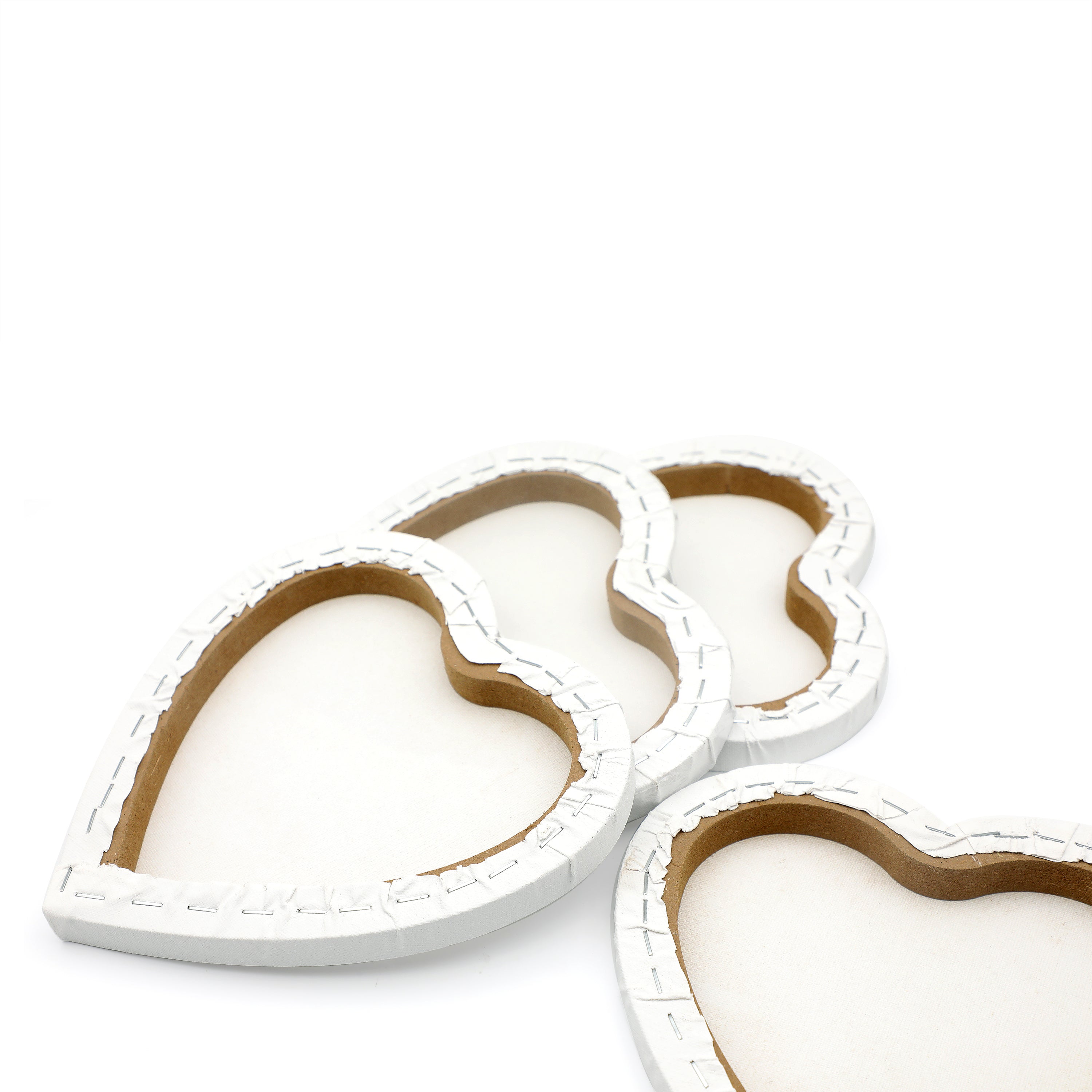 Exerz 20cm Heart Shape Stretched Canvas 4 Pack - 1.7cm 280GSM/ 100% Cotton Blank/Triple Primed