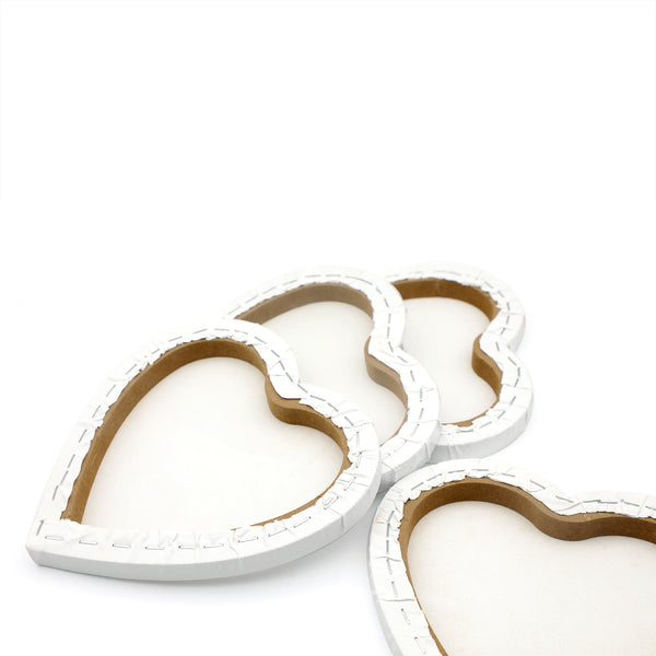 Exerz 20cm Heart Shape Stretched Canvas 4 Pack - 1.7cm 280GSM/ 100% Cotton Blank/Triple Primed