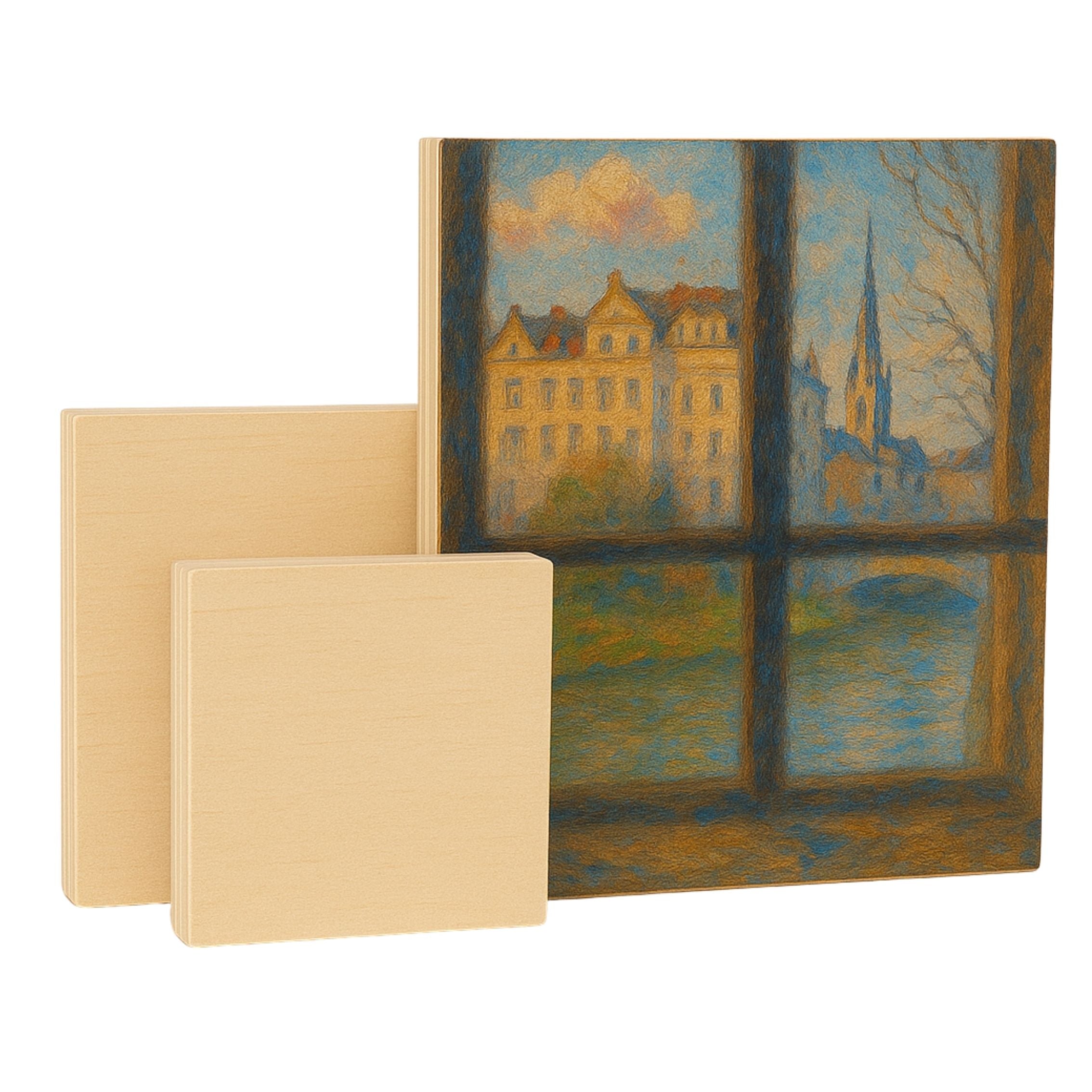EXERZ Wooden Paint Boards 3pk (15.24 x 15.24cm, 25.4 x 25.4cm, 30.48 x 30.48cm) – Square Mixed Wooden Panels for Acrylic, Oil & Mixed Media Painting - for Artists, Kids & DIY Projects