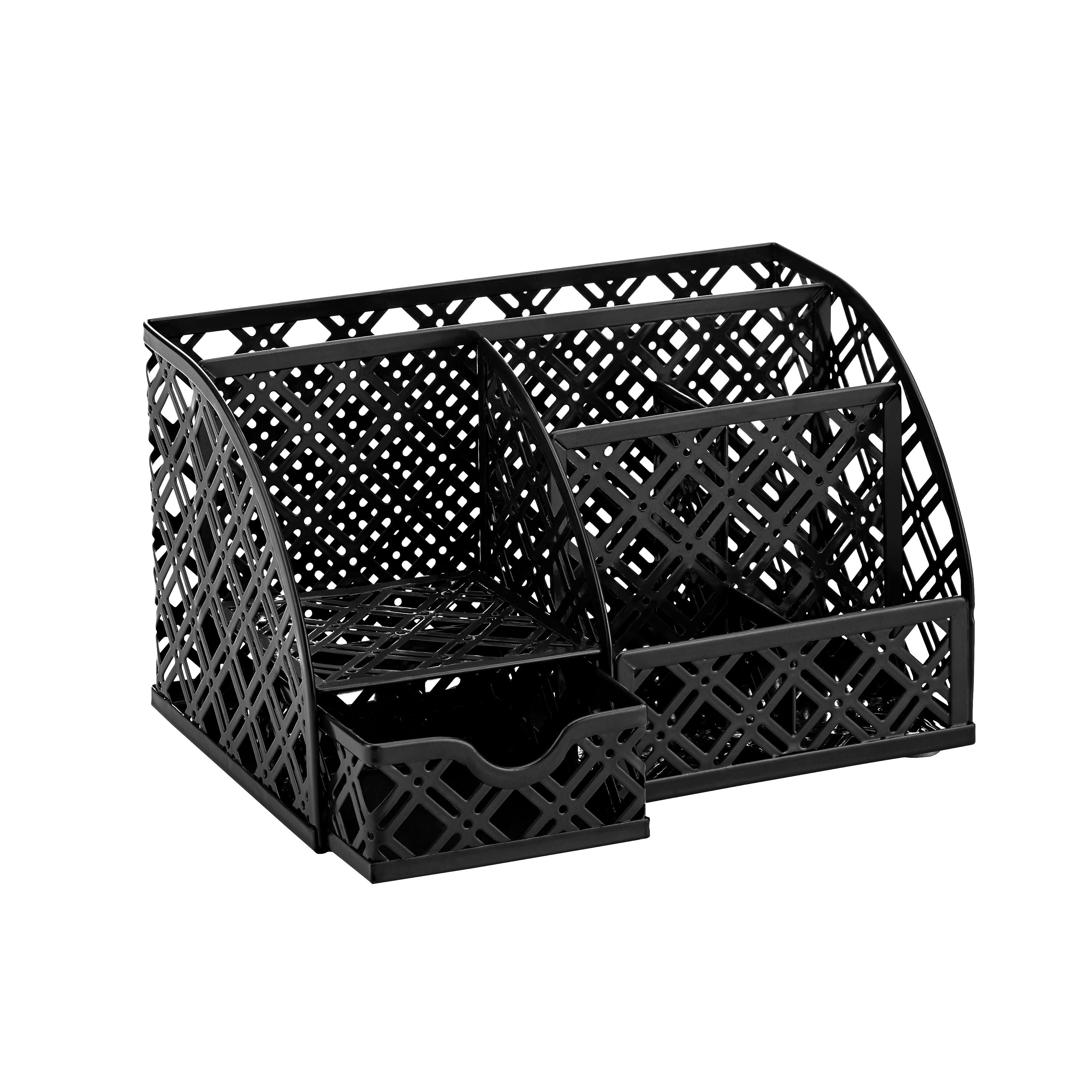 EXERZ Desk Organiser with 7 Compartments -Mesh Desk Tidy Caddy - Black