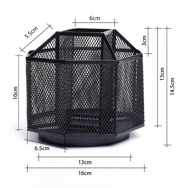 EXERZ Desk Organiser/Mesh Desk Tidy Caddy/Pencil Holder/Multifunctional 360 Rotating - Black