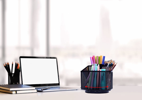 EXERZ Desk Organiser/Mesh Desk Tidy Caddy/Pencil Holder/Multifunctional 360 Rotating - Black