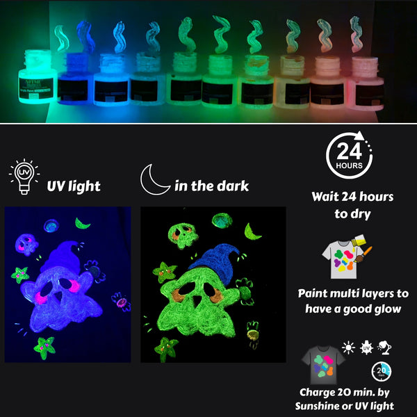 ARTME Glow in the Dark Textile Paint 20ml x10pcs