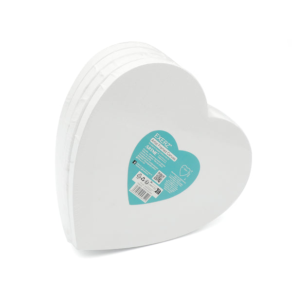 Exerz 20cm Heart Shape Stretched Canvas 4 Pack - 1.7cm 280GSM/ 100% Cotton Blank/Triple Primed