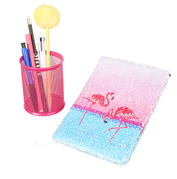 Exerz Reversible Sequin Notebook A5 Size - Flamingo