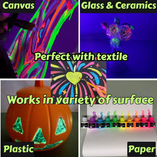 ARTME Glow in the Dark Textile Paint 20ml x10pcs