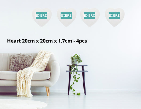 Exerz 20cm Heart Shape Stretched Canvas 4 Pack - 1.7cm 280GSM/ 100% Cotton Blank/Triple Primed