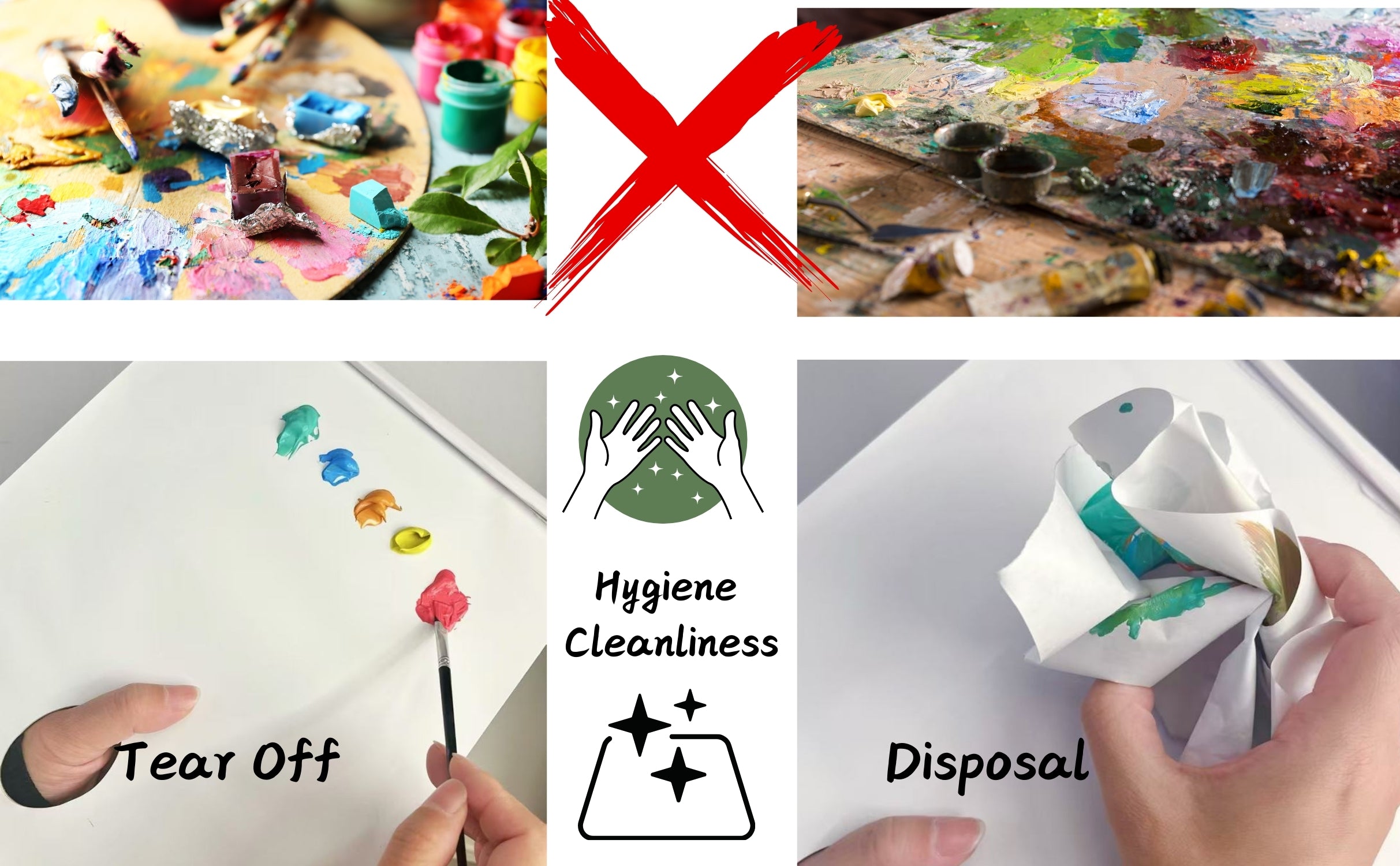 Artme Tear-off Paper Palettes 22.9x30.5cm, 50g, 36 sheets - Disposable Palettes - 2pk