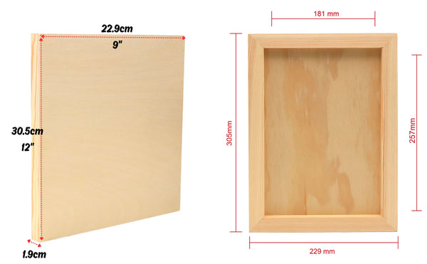 EXERZ Wooden Paint Boards 22.9x30.5cm – 4 Pack Rectangle Wooden Panels for Acrylic, Oil & Mixed Media Painting | Smooth Craft Boards for Artists, Kids & DIY Projec