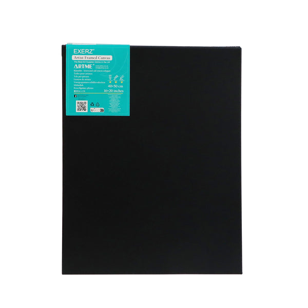 Exerz 40x50cm Black Canvas 1.7cm Stretched Artist Canvas - 280GSM 100% Cotton - 4PK