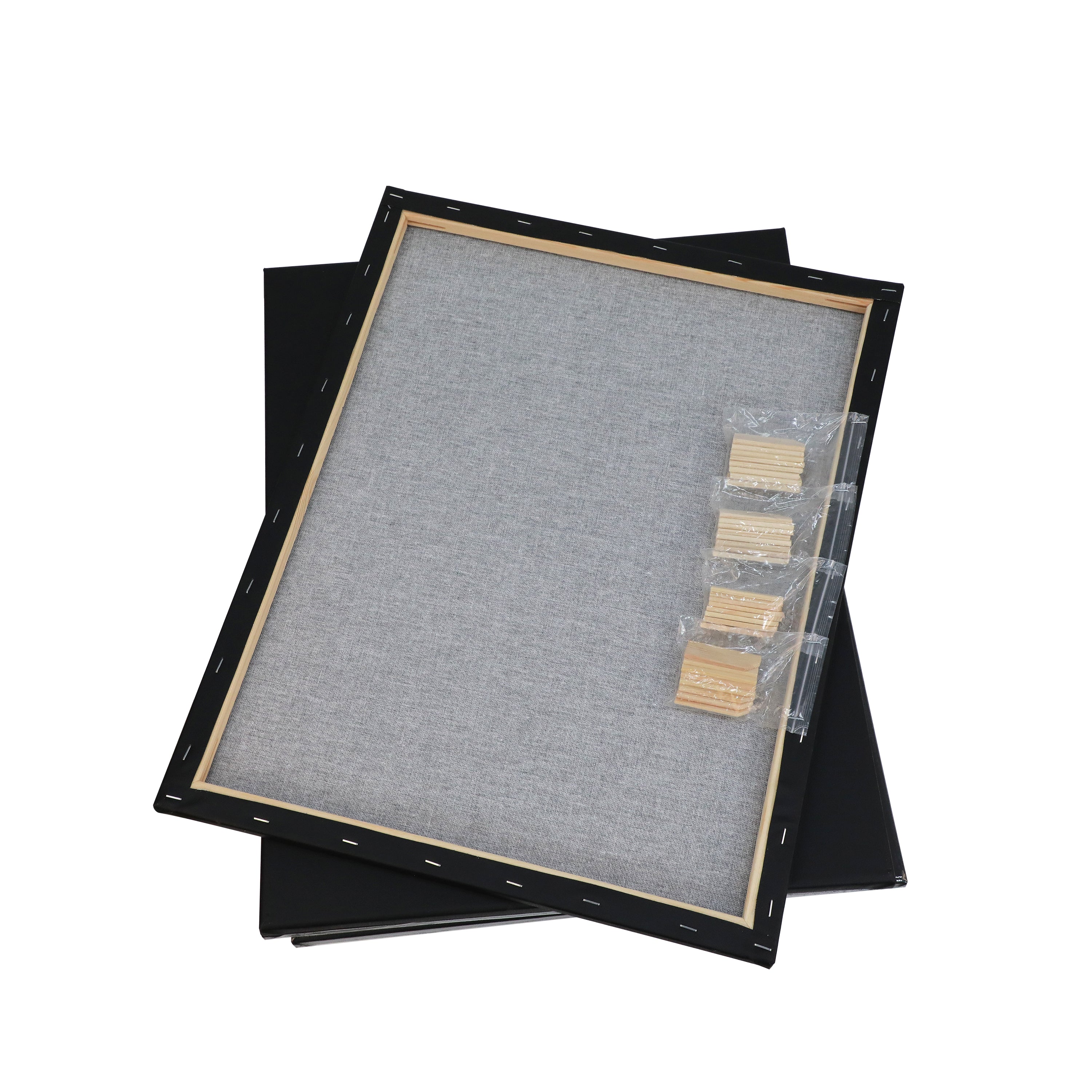 Exerz 40x50cm Black Canvas 1.7cm Stretched Artist Canvas - 280GSM 100% Cotton - 4PK