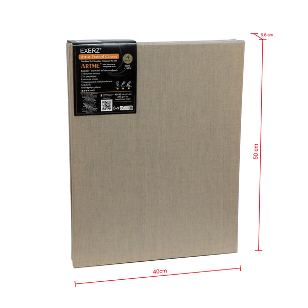 Exerz 40x50cm Linen Stretched Canvas 4pk 1.7cm 280GSM