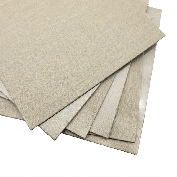 Exerz 30x40cm Linen Canvas Panels 3mm 6pcs - A3 Canvas Board 280gsm