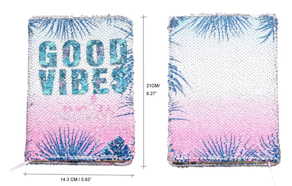 Exerz Reversible Sequin Notebook A5 Size - Good Vibes