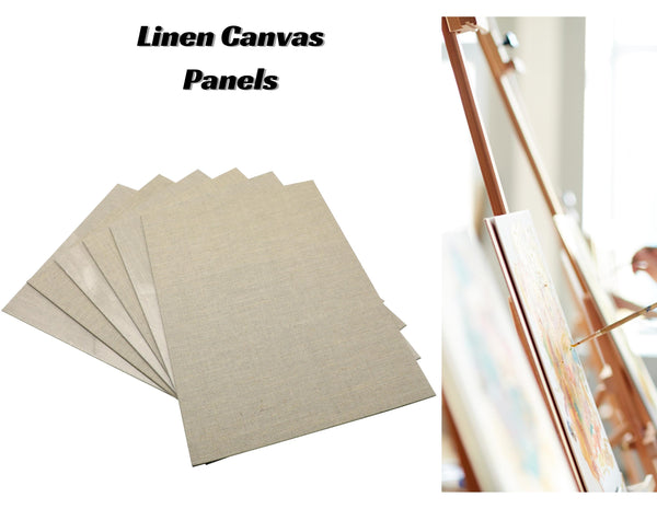 Exerz 30x40cm Linen Canvas Panels 3mm 6pcs - A3 Canvas Board 280gsm
