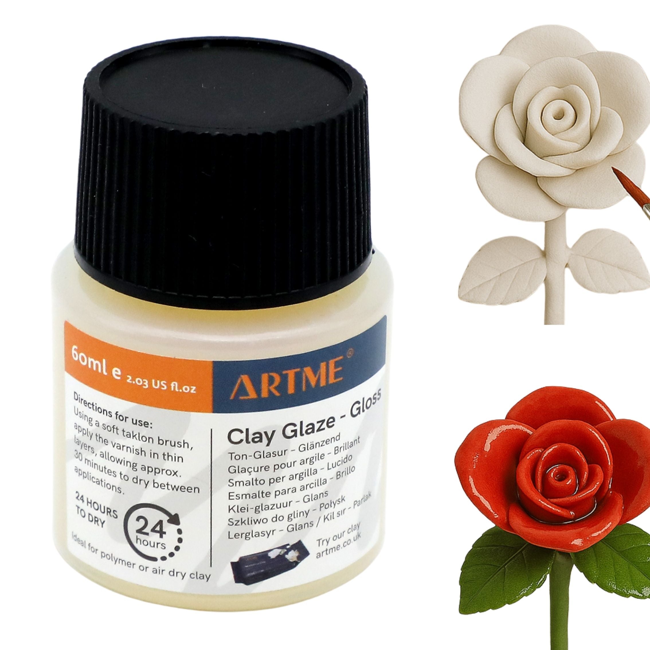 ARTME Clay Glaze Gloss 60ml, Shiny for Polymer Clay, Air-Dry Clay & Pottery,