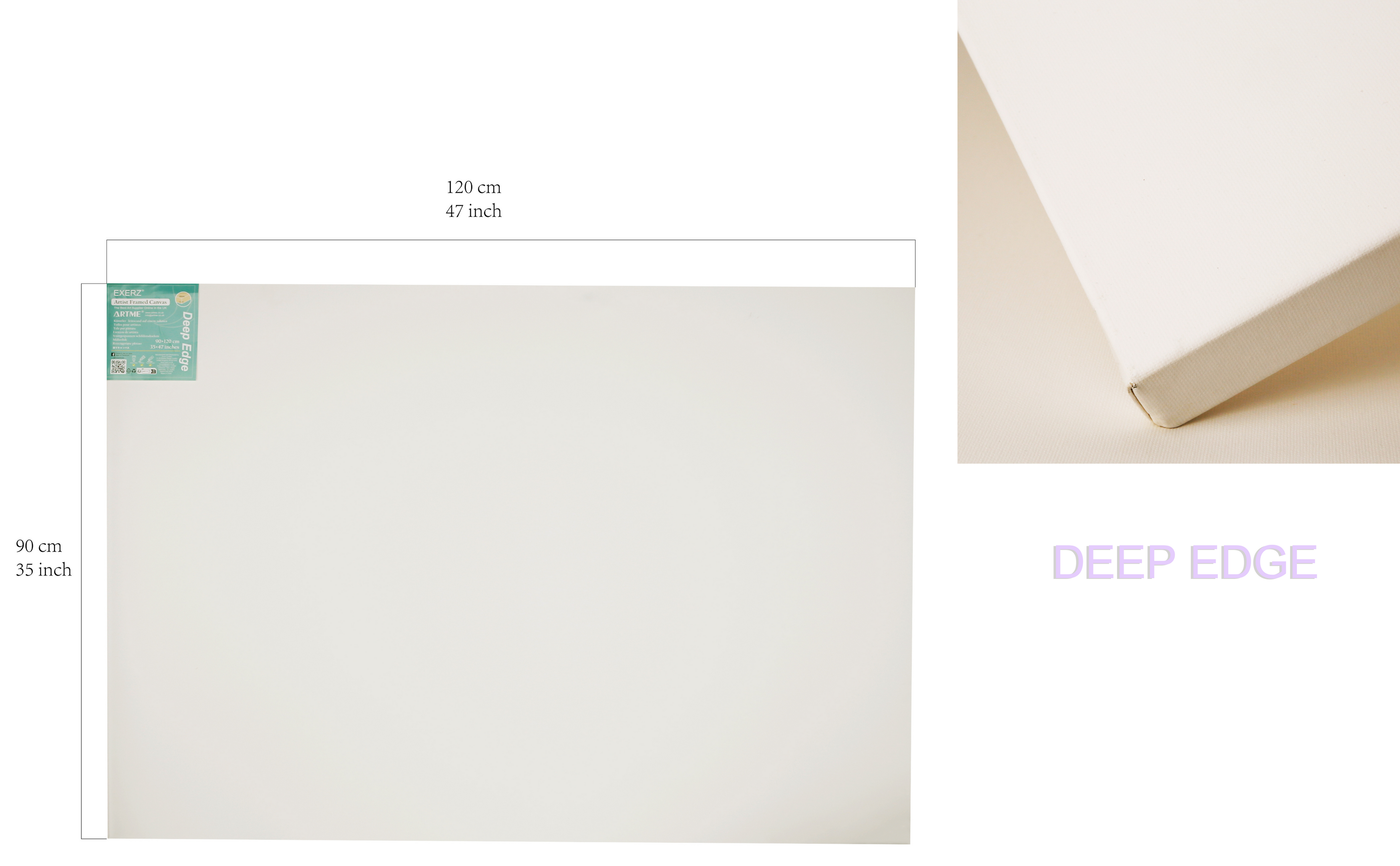 EXERZ 90x120cm Framed Canvas Deep Edge 3.8cm/ 380GSM/ Stretched Canvas 100% Cotton - 4pk