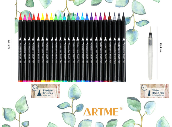 ARTME Watercolour Brush Pens 24 Colours + 1 Water Brush