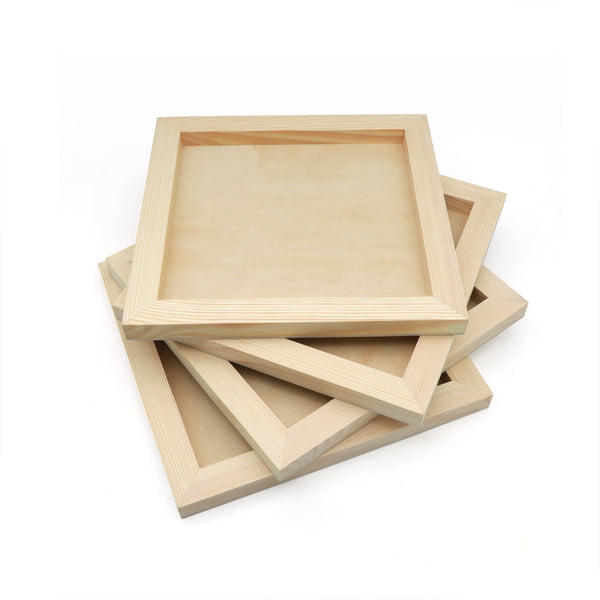EXERZ Wooden Paint Boards 25.4x25.4cm – 4 Pack Square Wooden Panels for Acrylic, Oil & Mixed Media Painting – Large Smooth Panels Craft Boards for Artists, Kids & DIY Projects