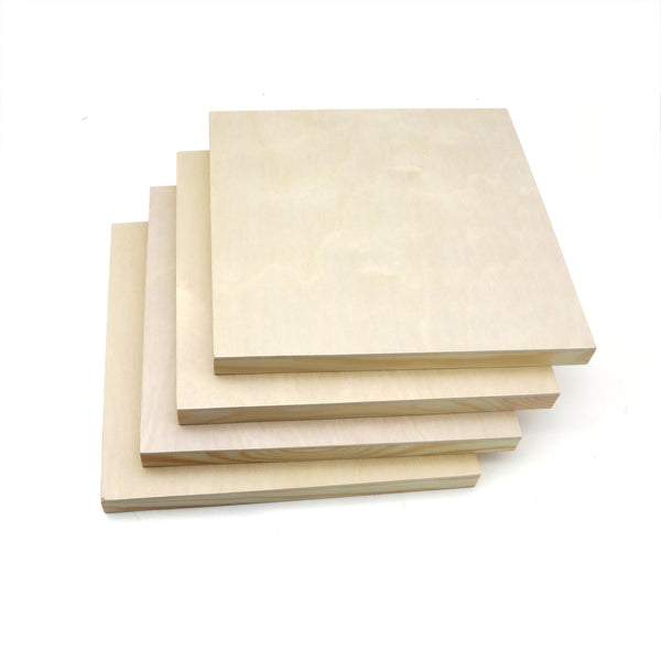 EXERZ Wooden Paint Boards 25.4x25.4cm – 4 Pack Square Wooden Panels for Acrylic, Oil & Mixed Media Painting – Large Smooth Panels Craft Boards for Artists, Kids & DIY Projects