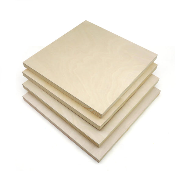 EXERZ Wooden Paint Boards 30.5x30.5cm – 4 Pack Square Wooden Panels for Acrylic, Oil & Mixed Media Painting – Large Smooth Panels Craft Boards for Artists, Kids & DIY Projects