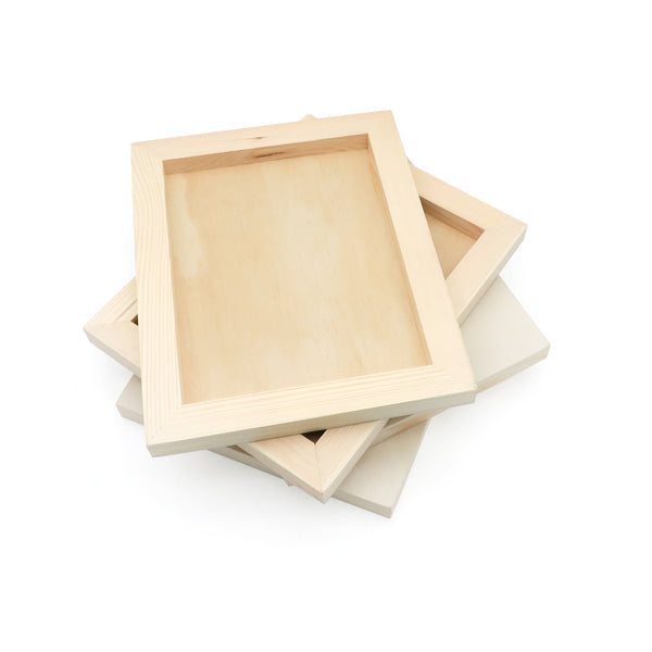 EXERZ Wooden Paint Boards 22.9x30.5cm – 4 Pack Rectangle Wooden Panels for Acrylic, Oil & Mixed Media Painting | Smooth Craft Boards for Artists, Kids & DIY Projec