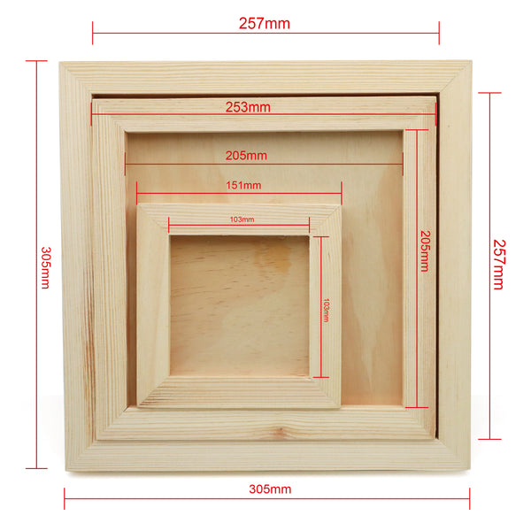 EXERZ Wooden Paint Boards 3pk (15.24 x 15.24cm, 25.4 x 25.4cm, 30.48 x 30.48cm) – Square Mixed Wooden Panels for Acrylic, Oil & Mixed Media Painting - for Artists, Kids & DIY Projects