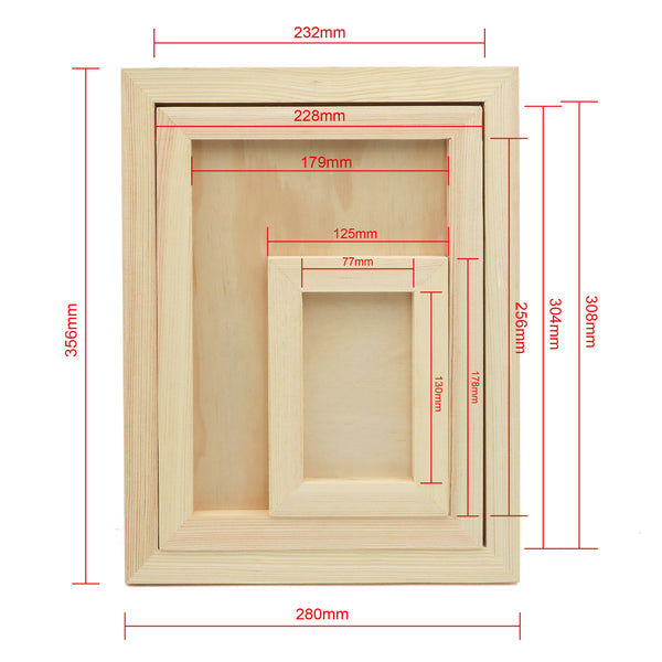 EXERZ Wooden Paint Boards 3pk (12.7 x 17.78cm, 22.86 x 30.48cm, 27.94 x 35.56cm) – Mixed Size Wooden Panels for Acrylic, Oil & Mixed Media Painting - Artists, Kids & DIY Projects
