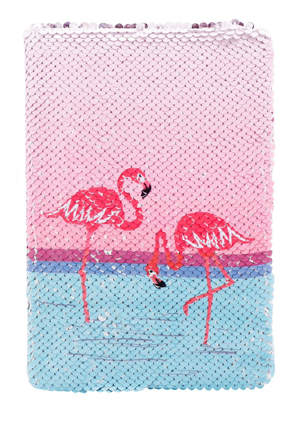 Exerz Reversible Sequin Notebook A5 Size - Flamingo