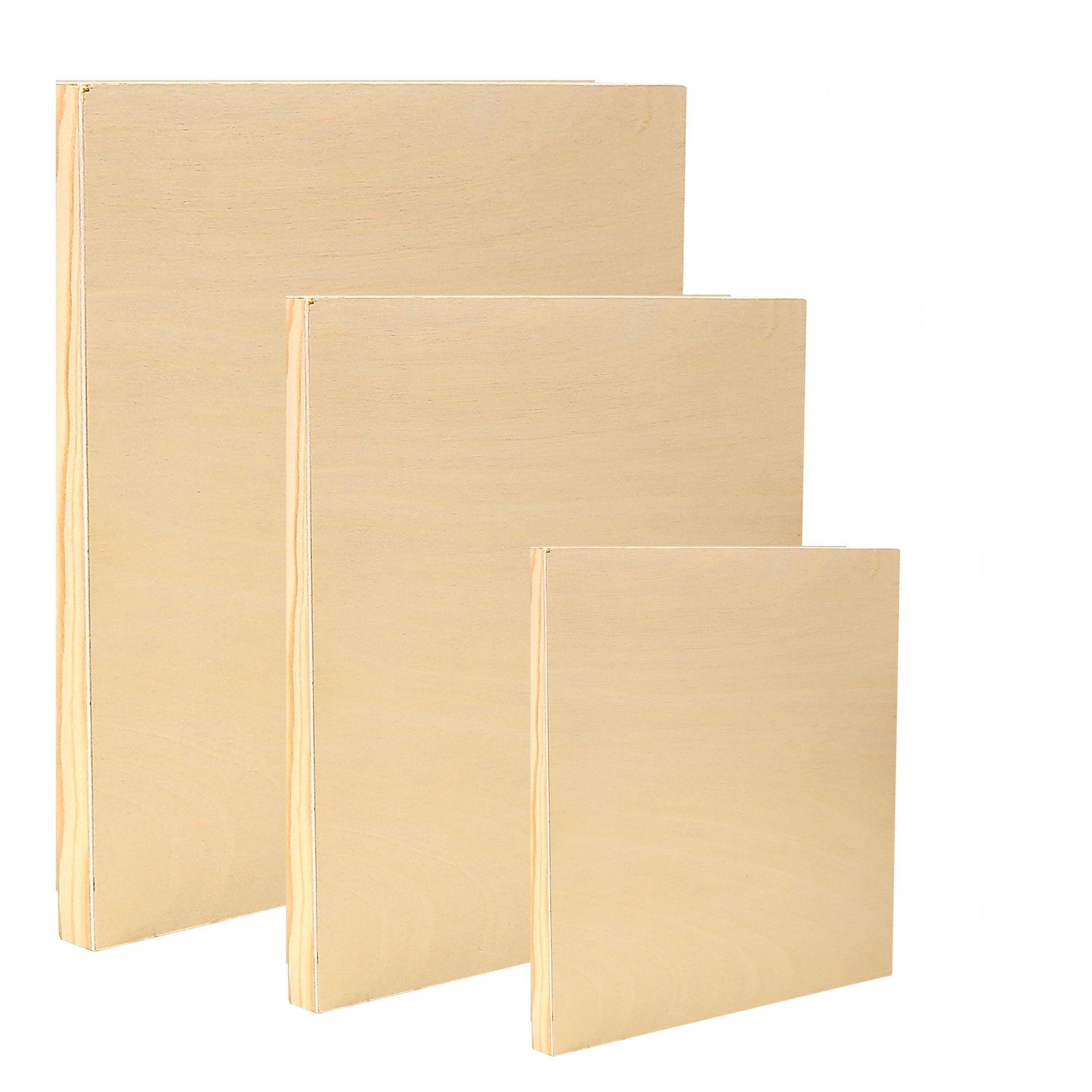 EXERZ Wooden Paint Boards 3pk (12.7 x 17.78cm, 22.86 x 30.48cm, 27.94 x 35.56cm) – Mixed Size Wooden Panels for Acrylic, Oil & Mixed Media Painting - Artists, Kids & DIY Projects