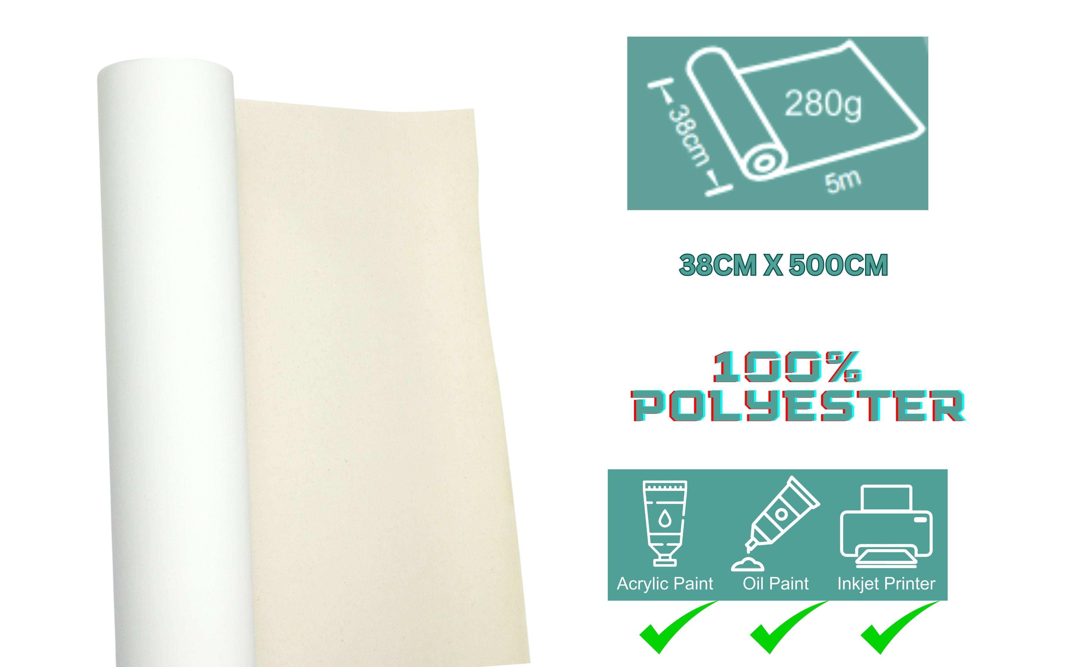 EXERZ Canvas Roll 38cm x 5M Polyester 280gsm - Acrylic Painting and Inkjet Printing (Polyester)