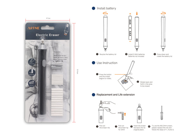Artme Electric Eraser Automatic Portable Rubber, 22pcs refills included