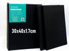 Exerz 30x40cm Black Canvas A3 1.7cm Stretched Artist Canvas - 280GSM 100% Cotton - 5PK