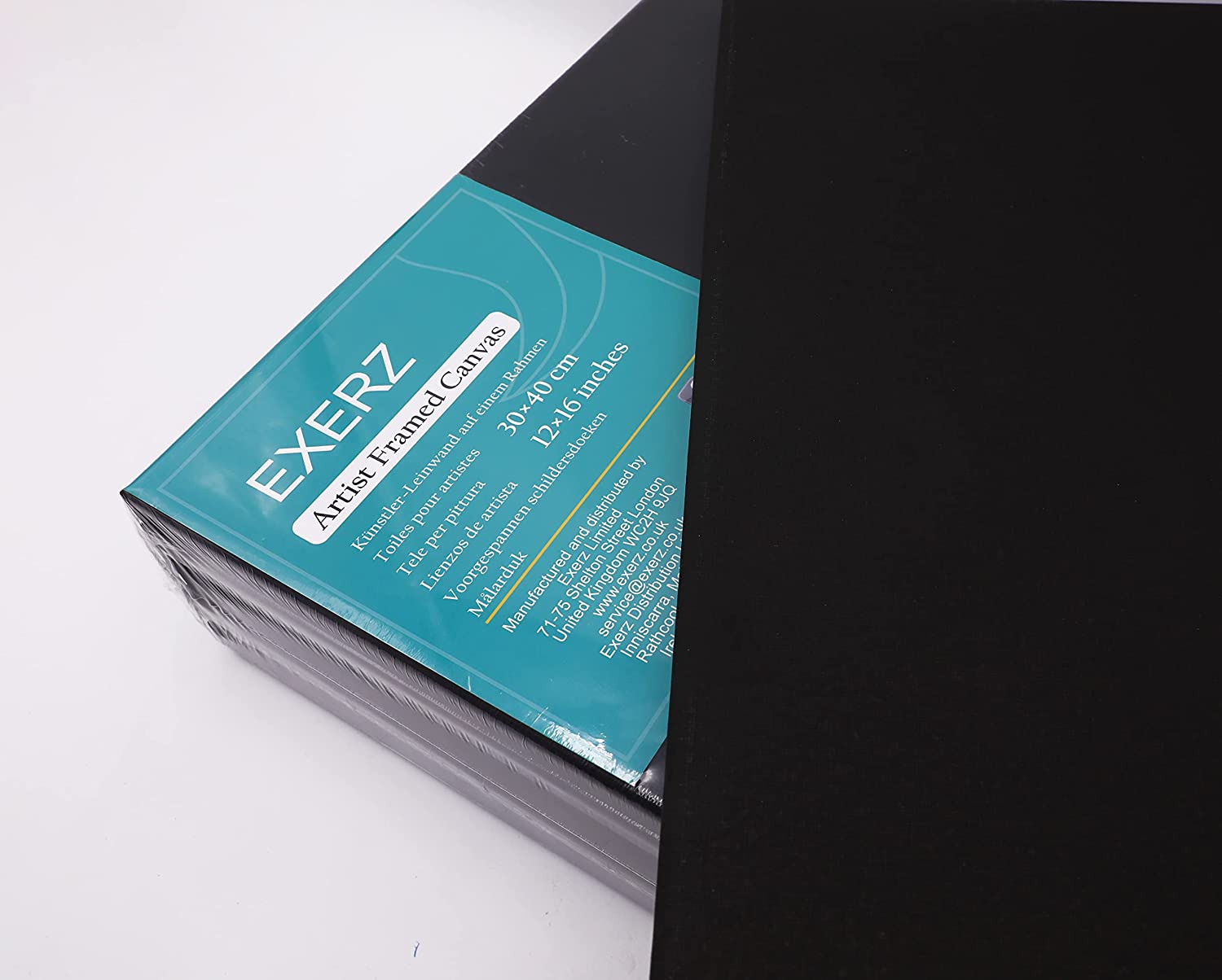 Exerz 30x40cm Black Canvas A3 1.7cm Stretched Artist Canvas - 280GSM 100% Cotton - 5PK