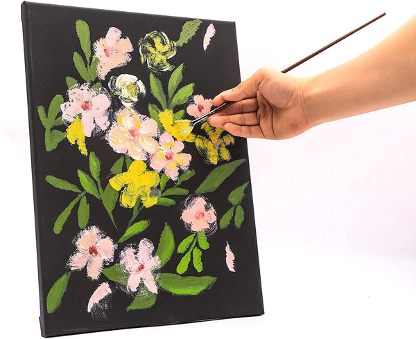 Exerz 30x40cm Black Canvas A3 1.7cm Stretched Artist Canvas - 280GSM 100% Cotton - 5PK