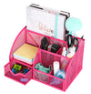 EXERZ Desk Organiser with 7 Compartments -Mesh Desk Tidy Caddy - Pink