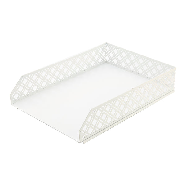 Exerz Desk Organiser 4 Pieces Office Set- Desktop Metal Mesh Filing - White