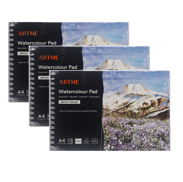Artme A4 Watercolour Pad 12sheets 300g - 3pk