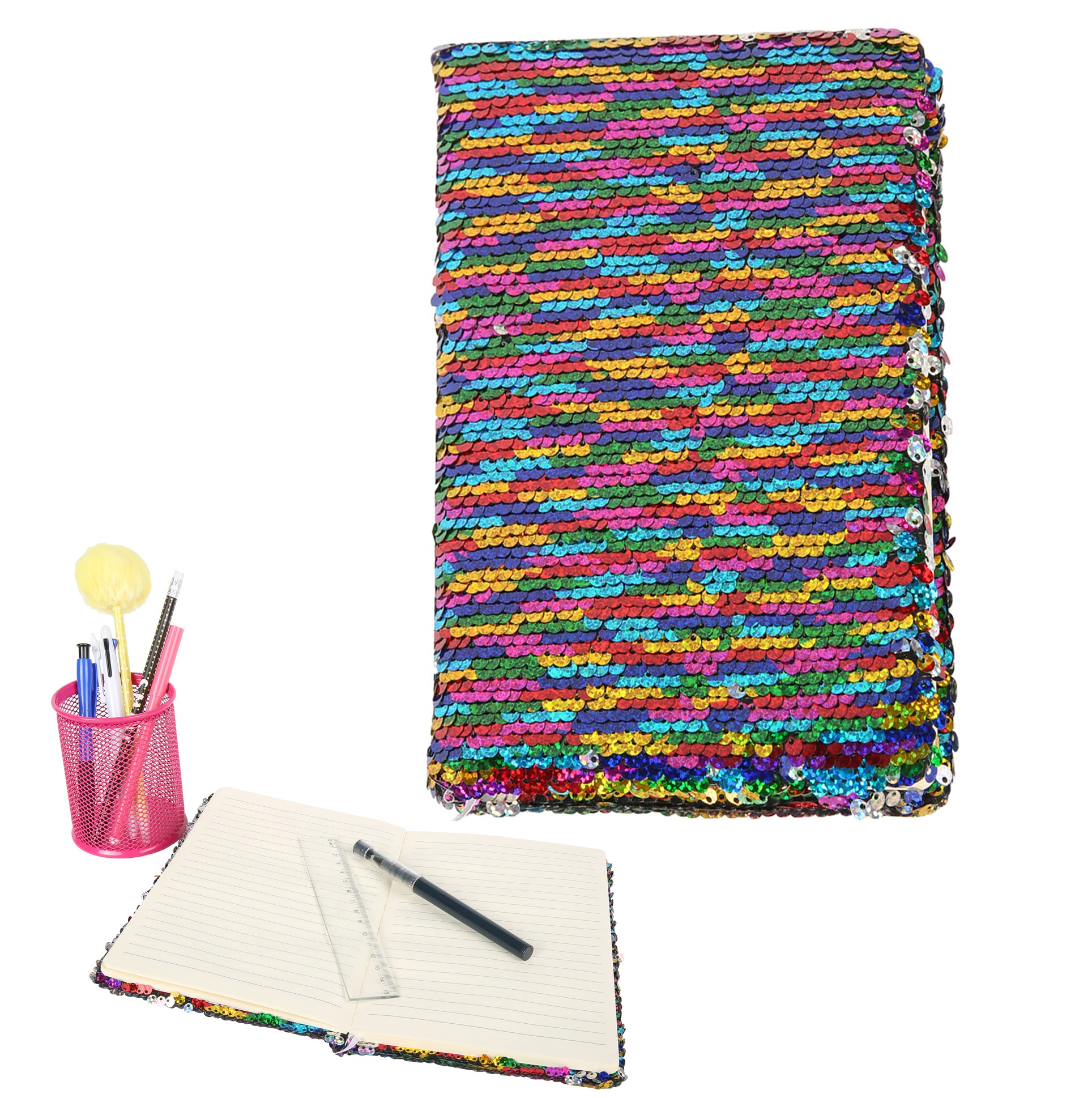 Exerz Reversible Sequin Notebook A5 Size - Rainbow