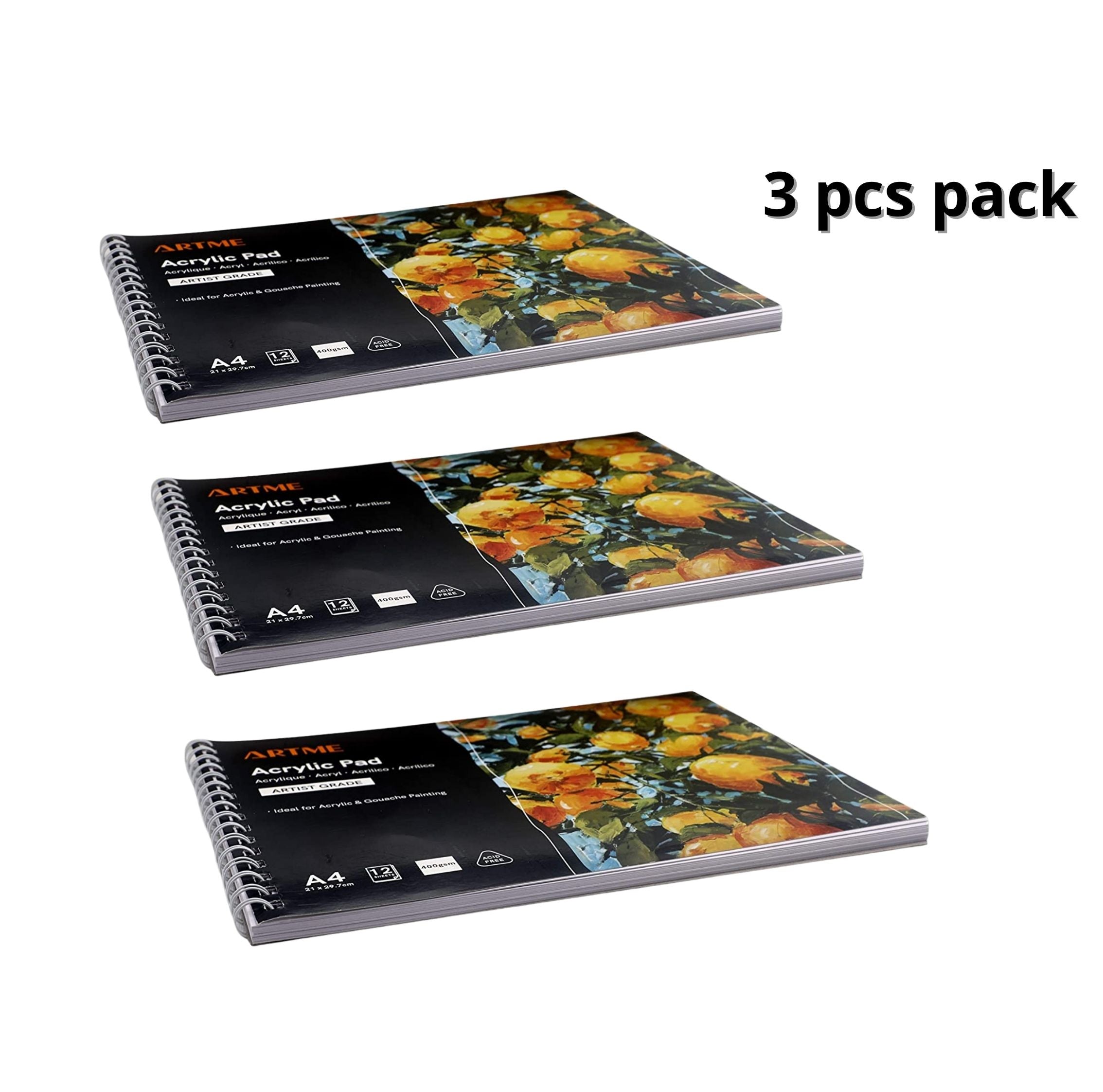 ARTME A4 Acrylic Pad 12 Sheets 400gsm - 3pk